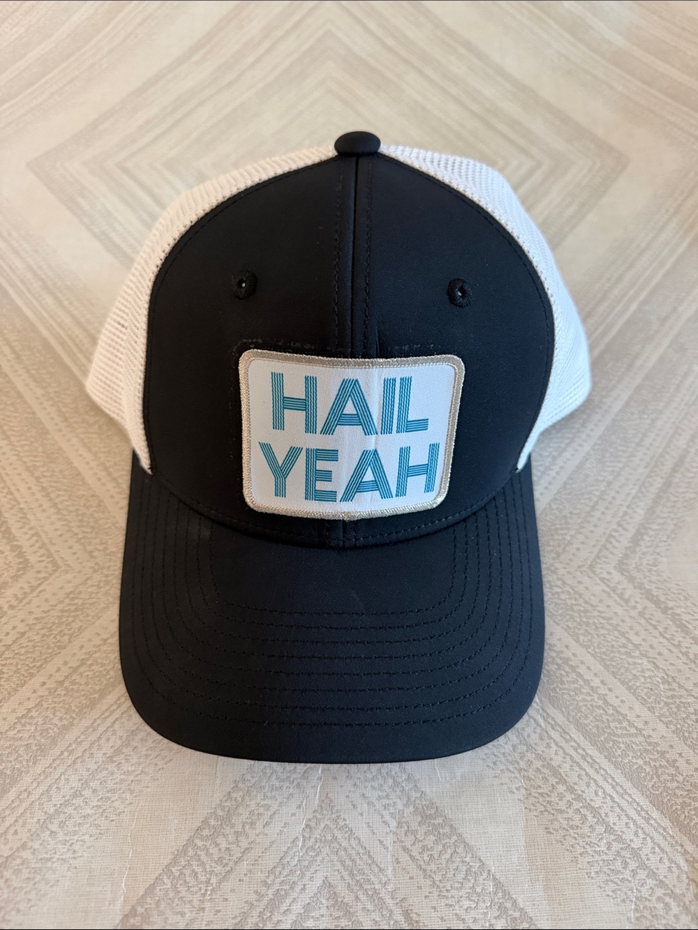 Hail Yeah Trucker Hat Black White Mesh Snapback Patch Cap Like New